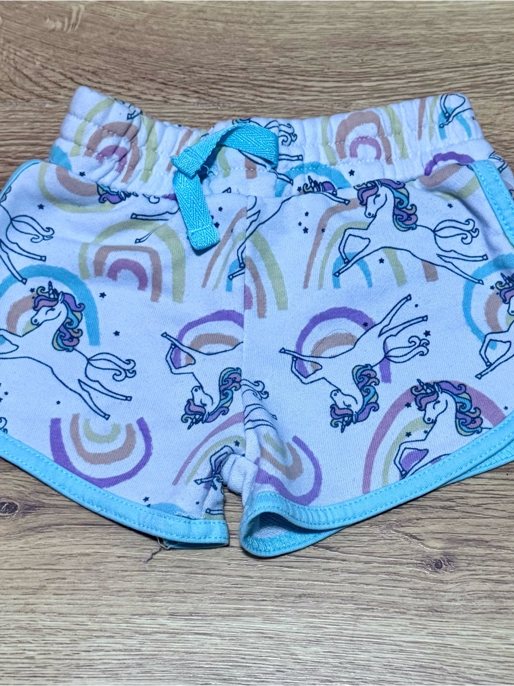 Girls Unicorn Rainbow Lounge Shorts - Light Blue Trim, Member's Mark, Size 2T